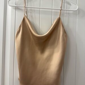 Zara Satin Cowl Neck Camisole - Gold